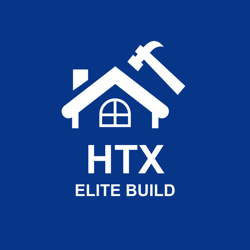 HTX Elite Build white house-and-hammer logo on royal blue
